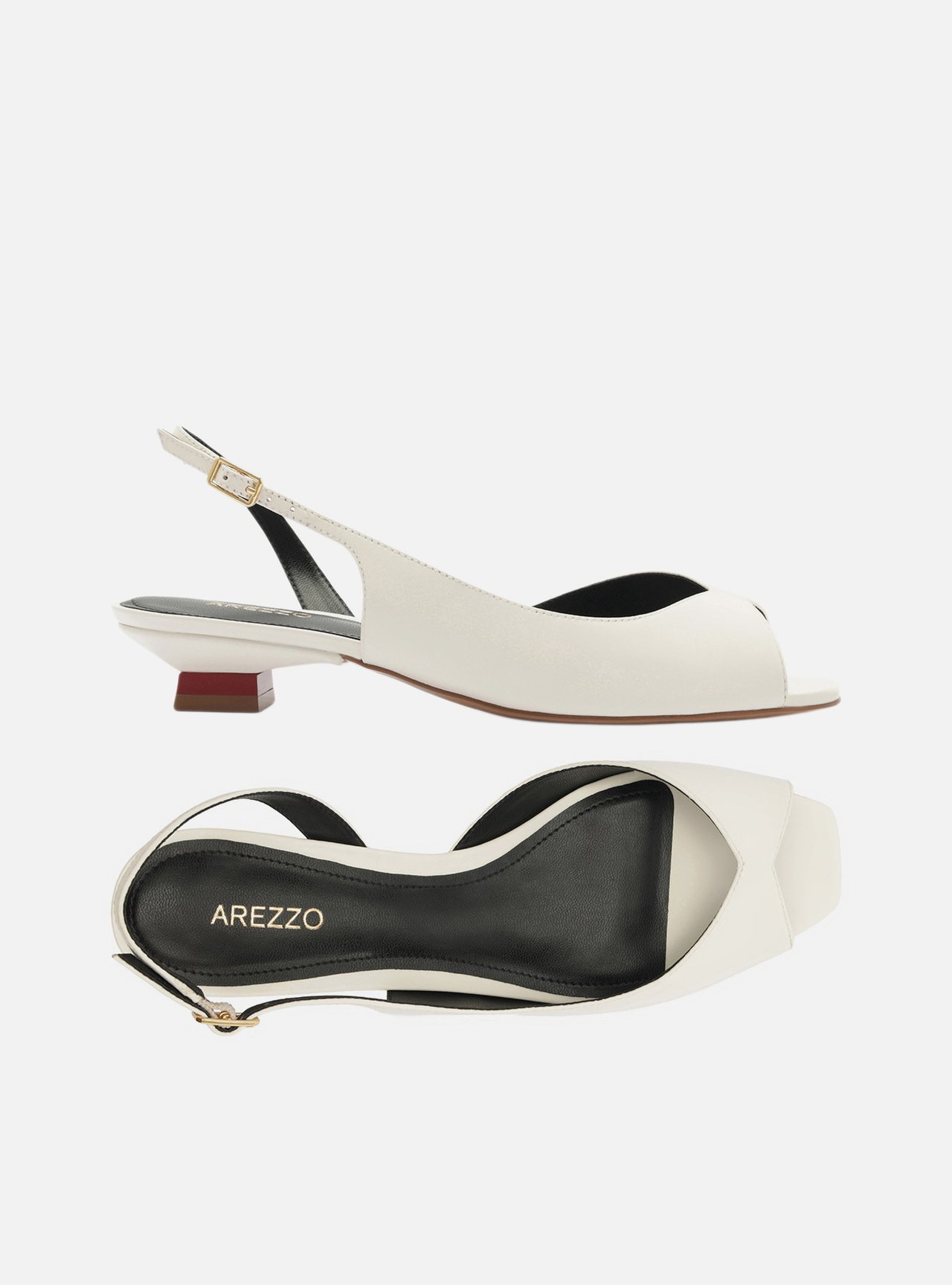 Scarpin Branca Couro Salto Bloco Slingback — foto 5
