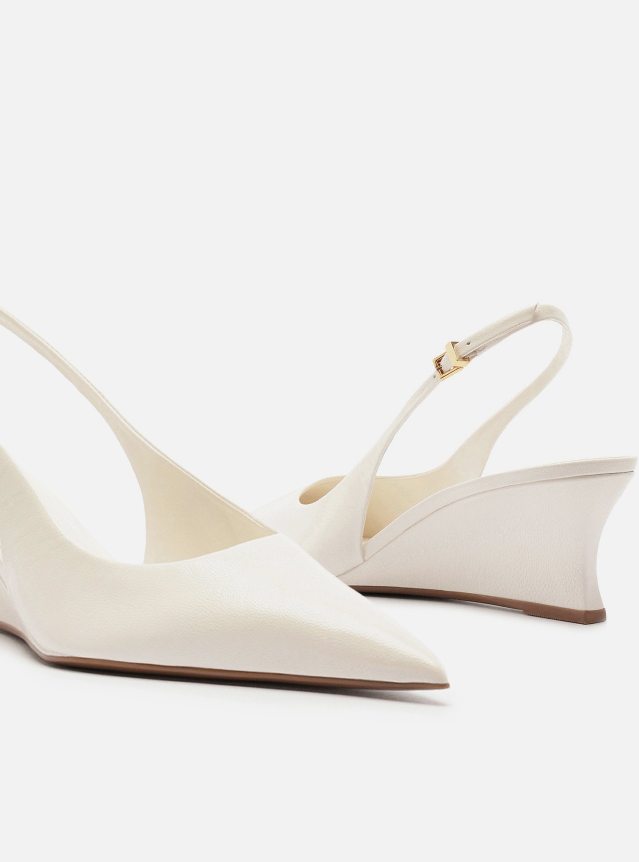 Scarpin Branco Couro Salto Baixo Anabela Slingback — foto 4