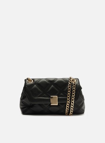 Bolsa Tiracolo Preta Matelassê Pequena Corrente