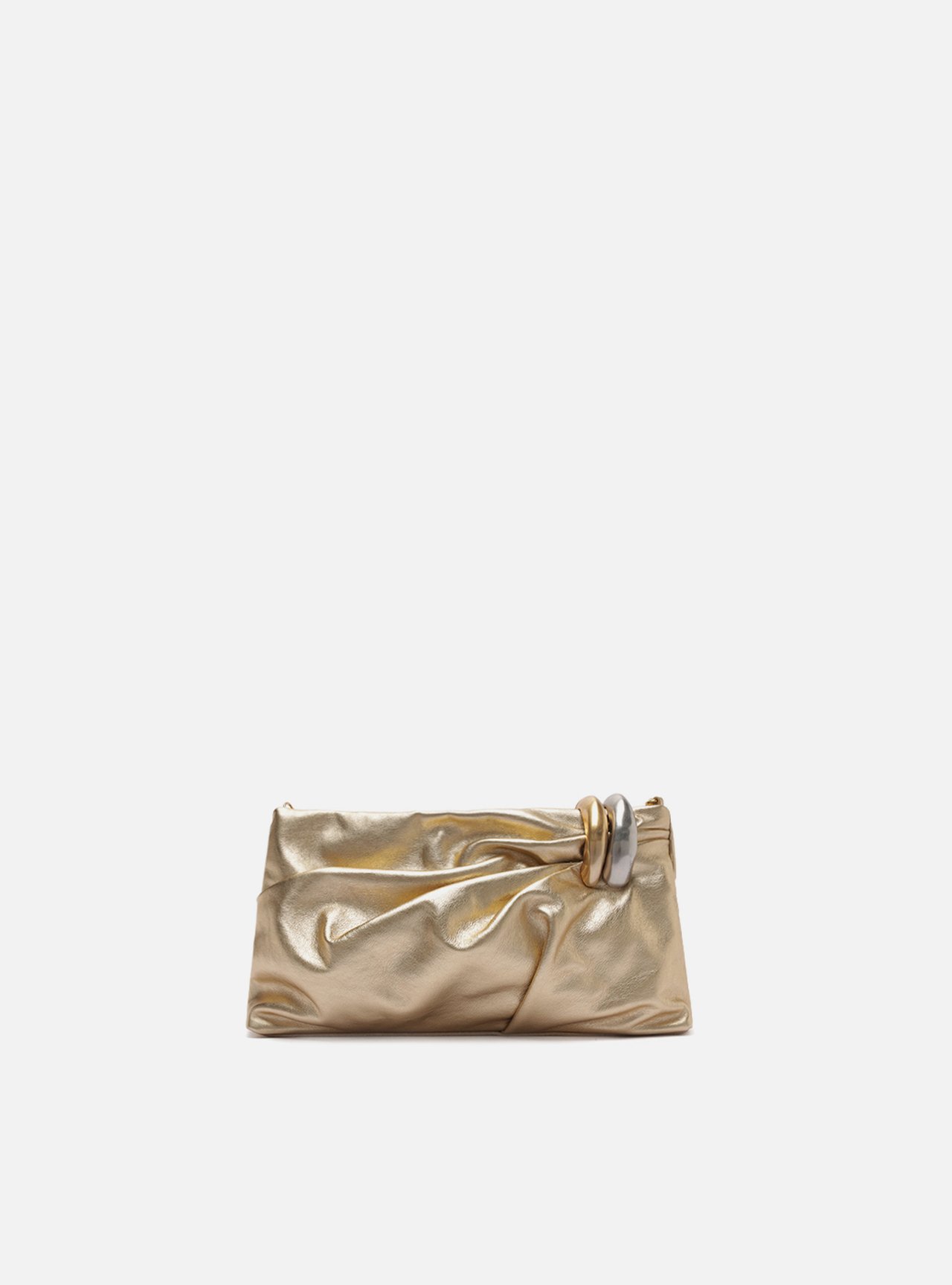 Bolsa Clutch Preta Couro Média Soft Metais — foto 1