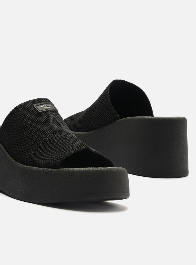 Tamanco Preta Knit Flatform Barcelona