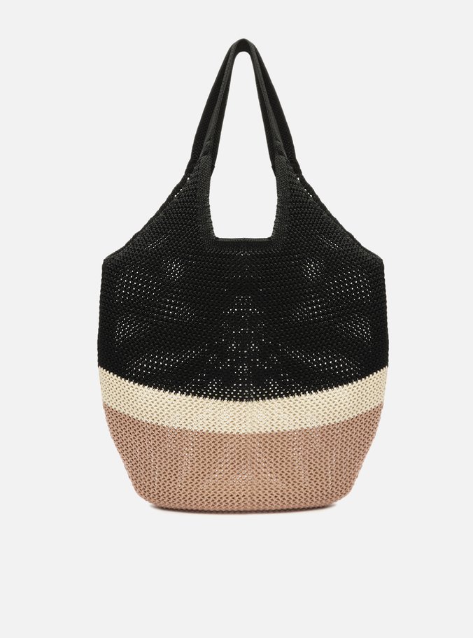 Bolsa Shopping Preta Colorida Crochê Grande