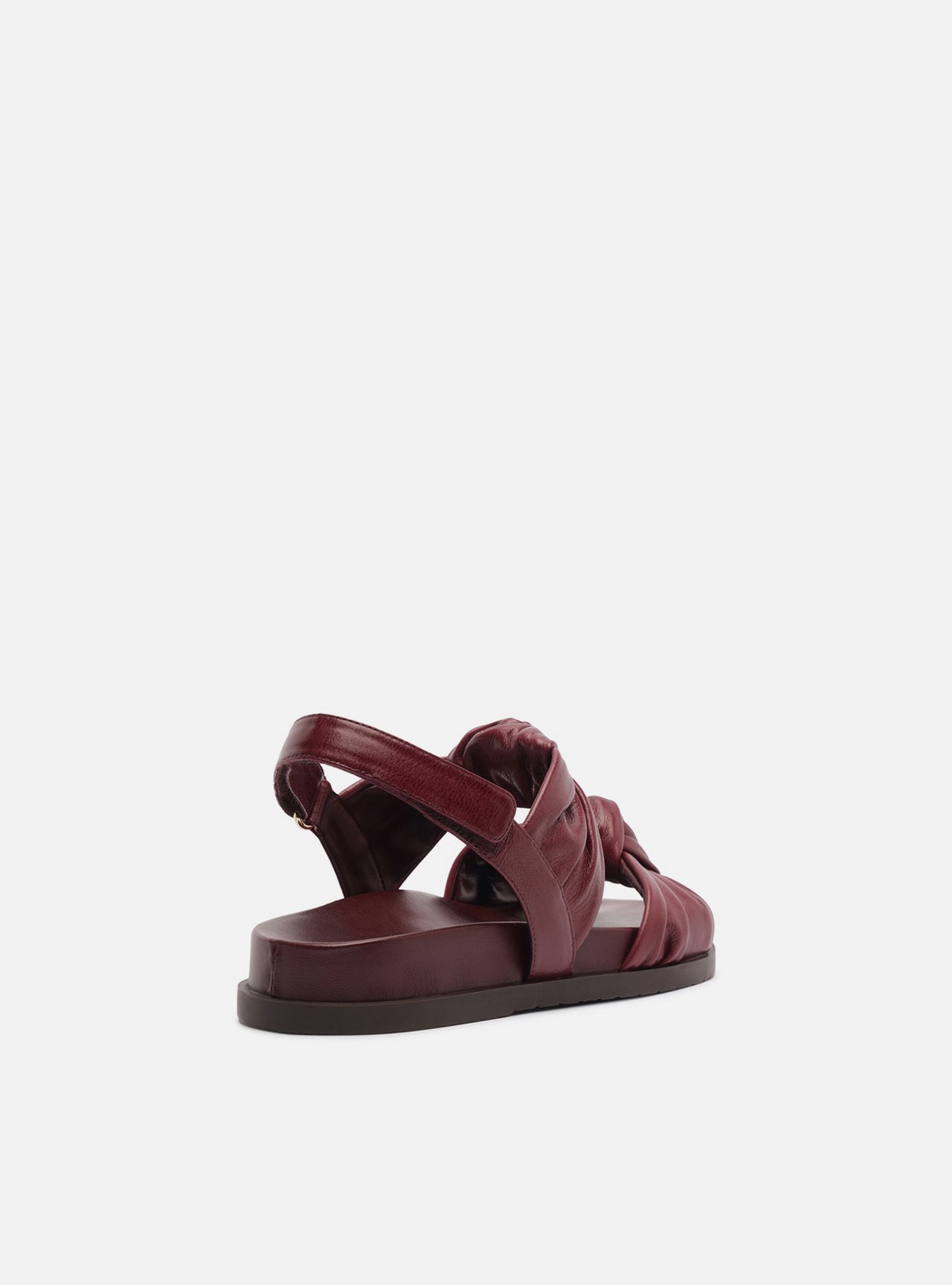 Sandália Papete Bordô Couro Nós Velcro — foto 3