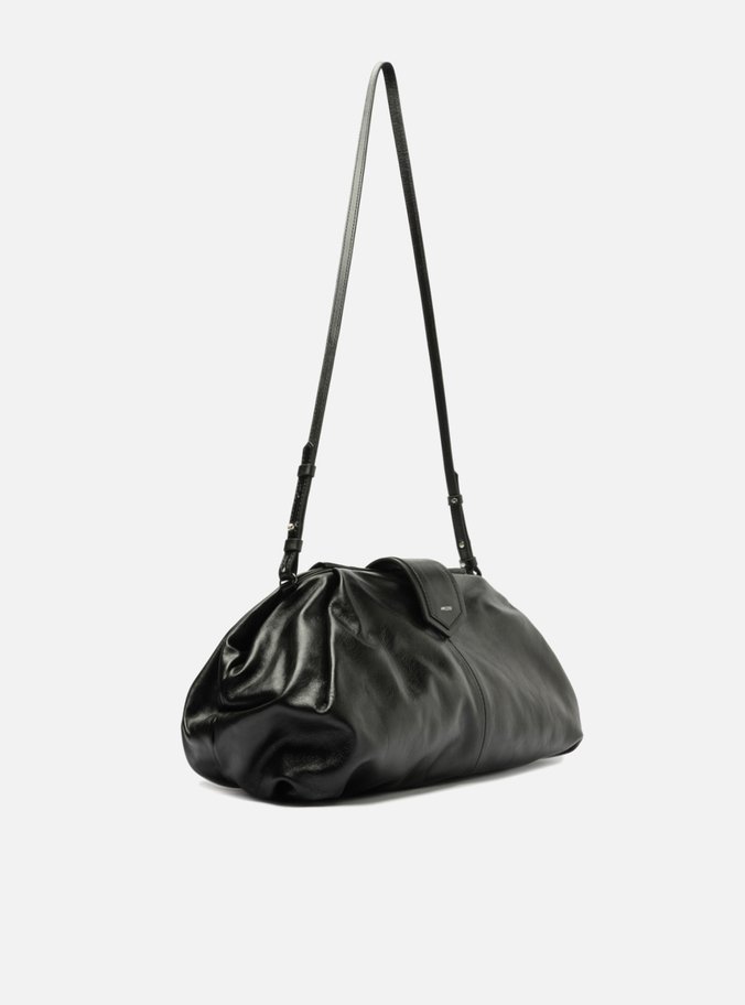 Bolsa Tiracolo Preta Couro Grande Livia
