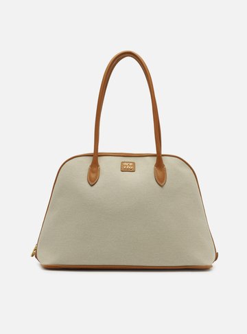 Bolsa Shopping Cru Linho Grande Assinatura