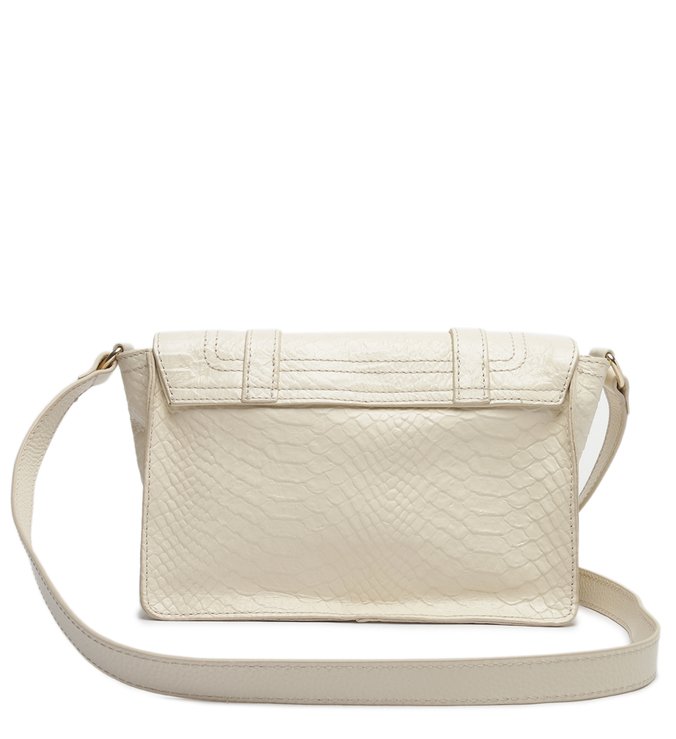 Tiracolo Off-white Couro Python Hellena Média