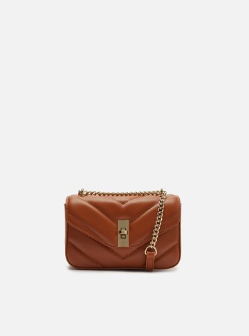 Bolsa Tiracolo Marrom Matelassê Corrente Pequena