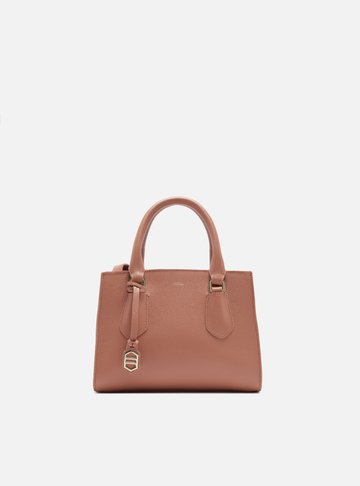 Bolsa Tote Rosa Couro Pequena Bag Charm Metal