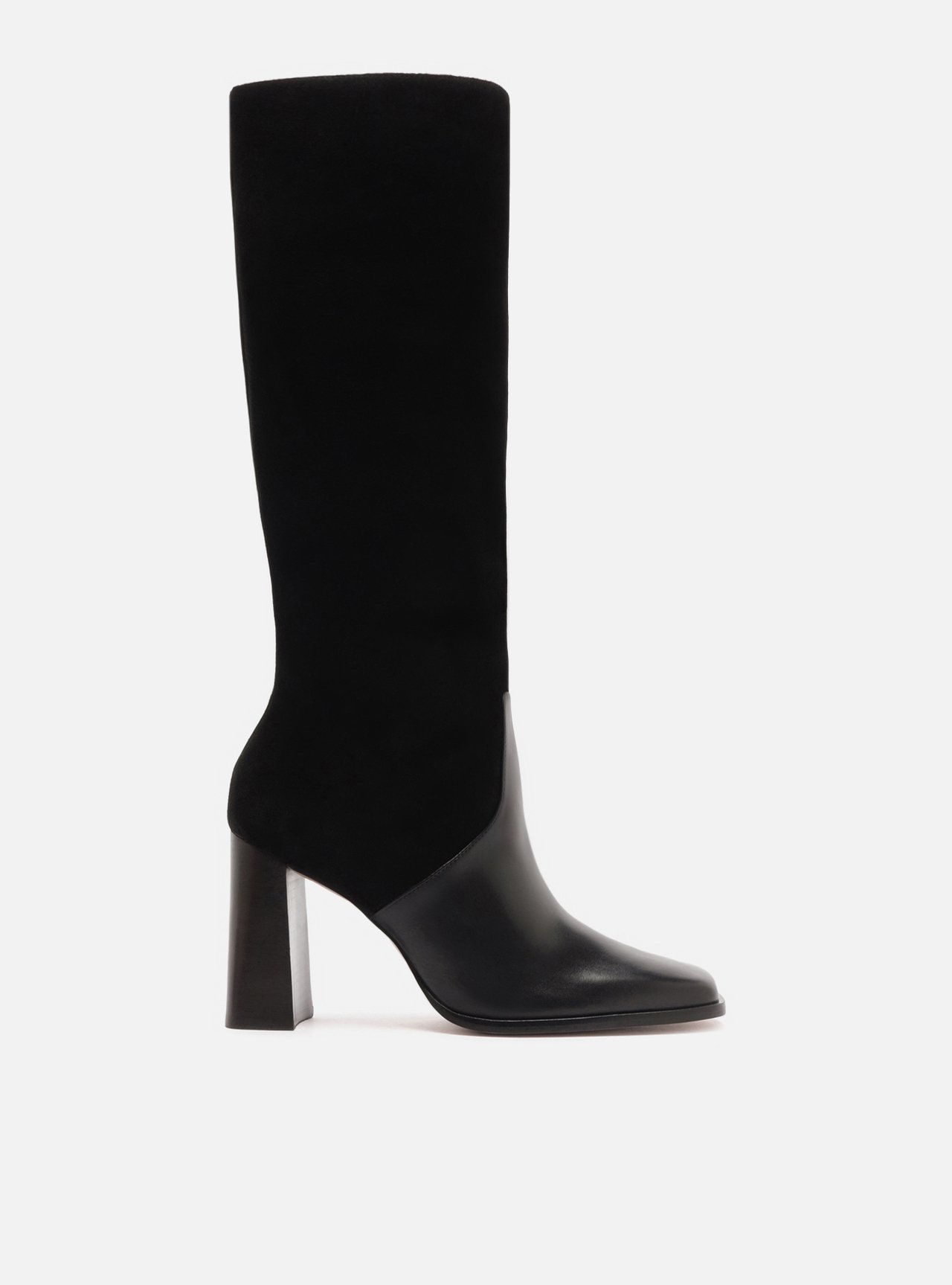 Bota Preta Cano Longo Salto Bloco Suede — foto 1