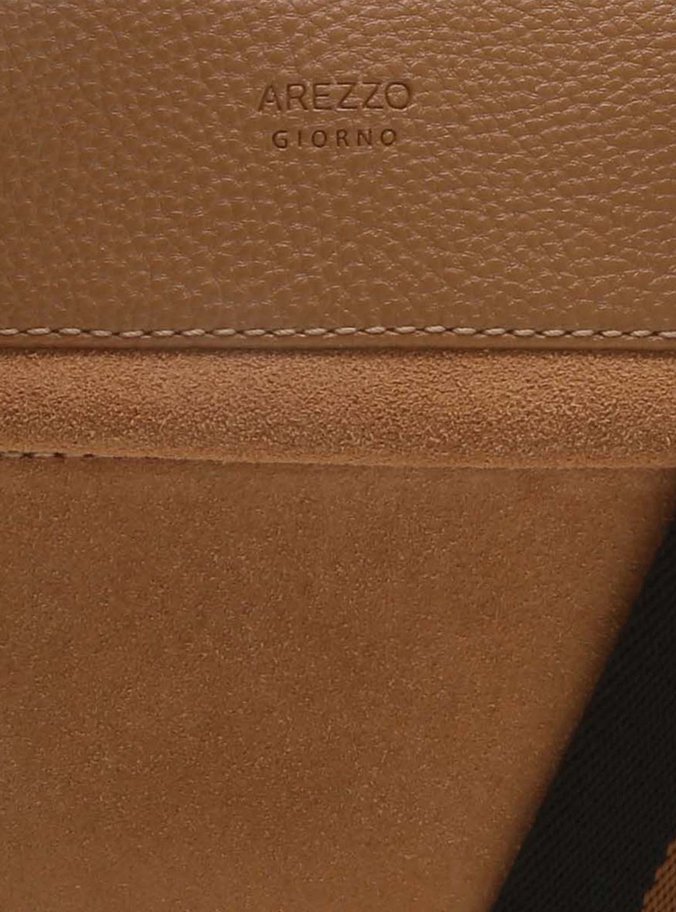 Bolsa Tiracolo Camurcina Prione Média Natural Tan