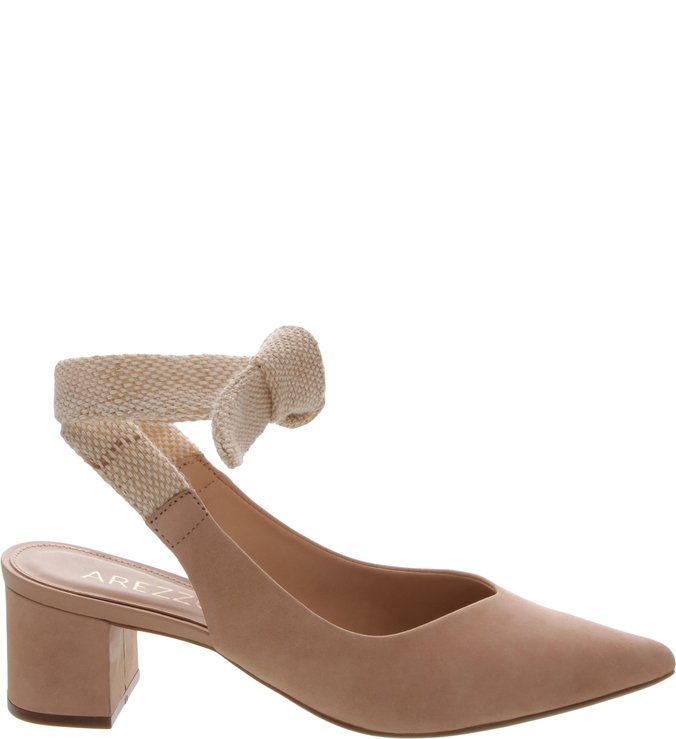 Scarpin Minha Nina Salto Bloco Baixo Pale Beige