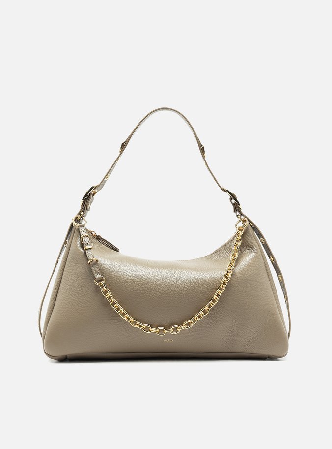 Bolsa Tiracolo Cinza Couro Grande Bag Charm