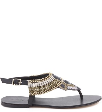 Rasteira Pedraria Ethnic Preta