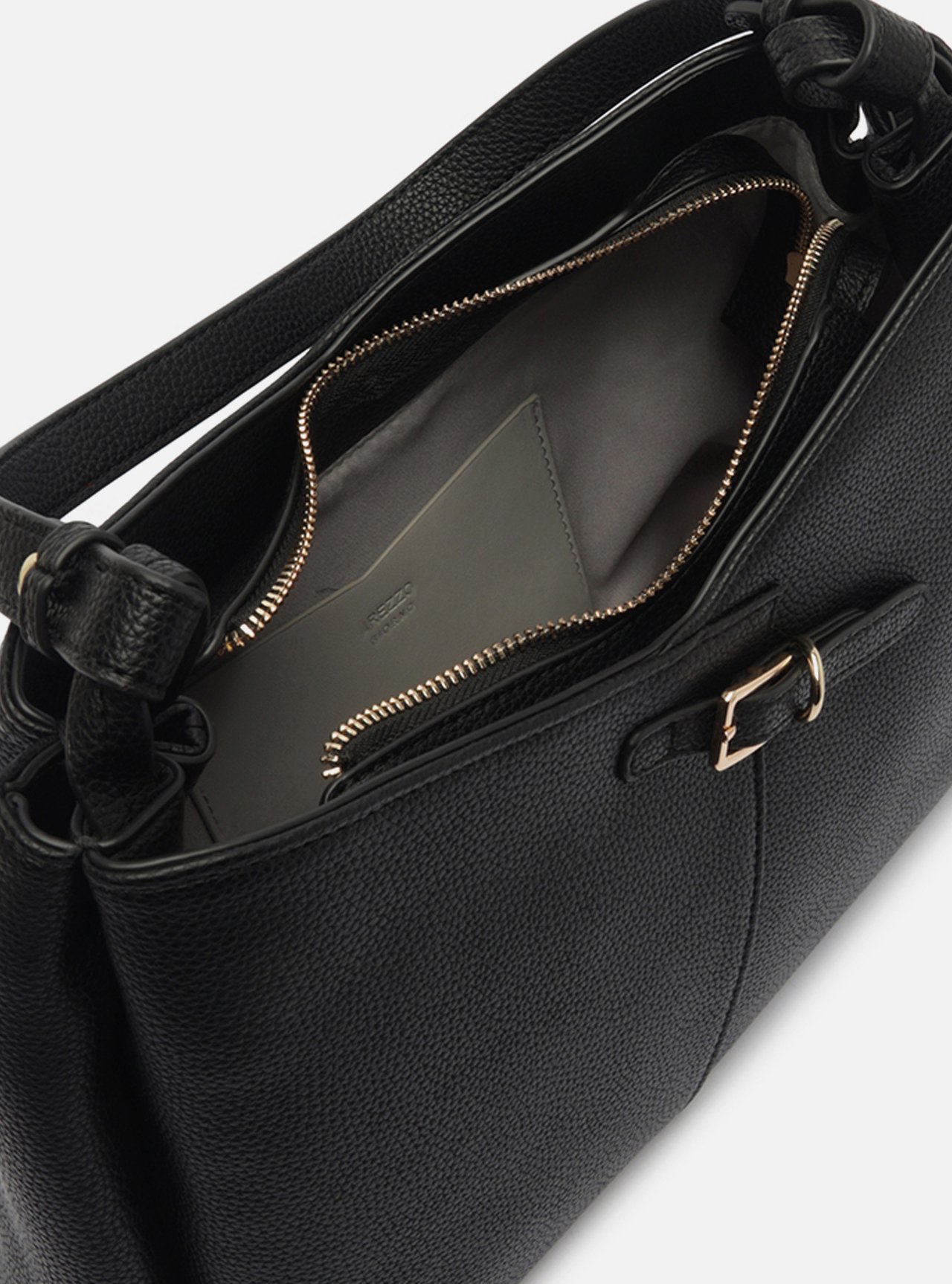 Bolsa Shopping Preta Média Detalhe Fivela — foto 4