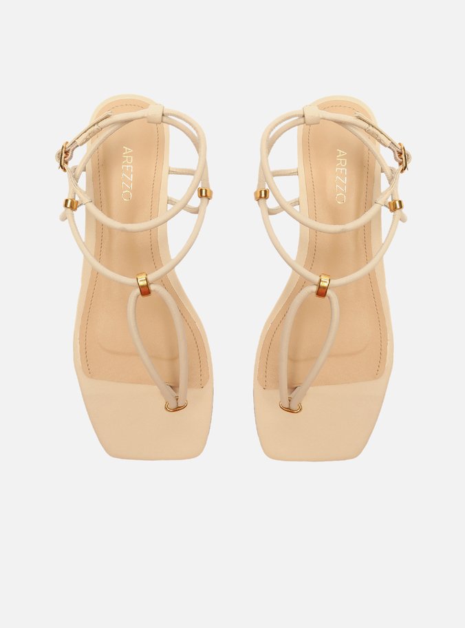 Sandália Rasteira Off-White Tiras Elos