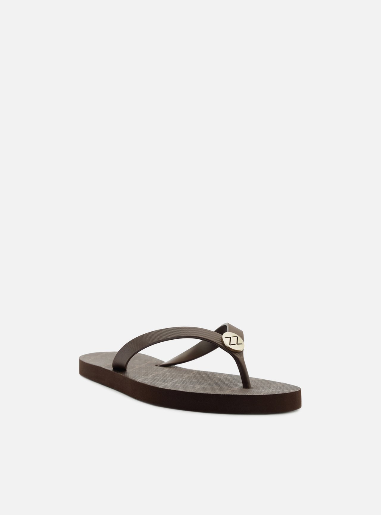 Chinelo de Dedo Marrom Flatform Metais Brizza — foto 2