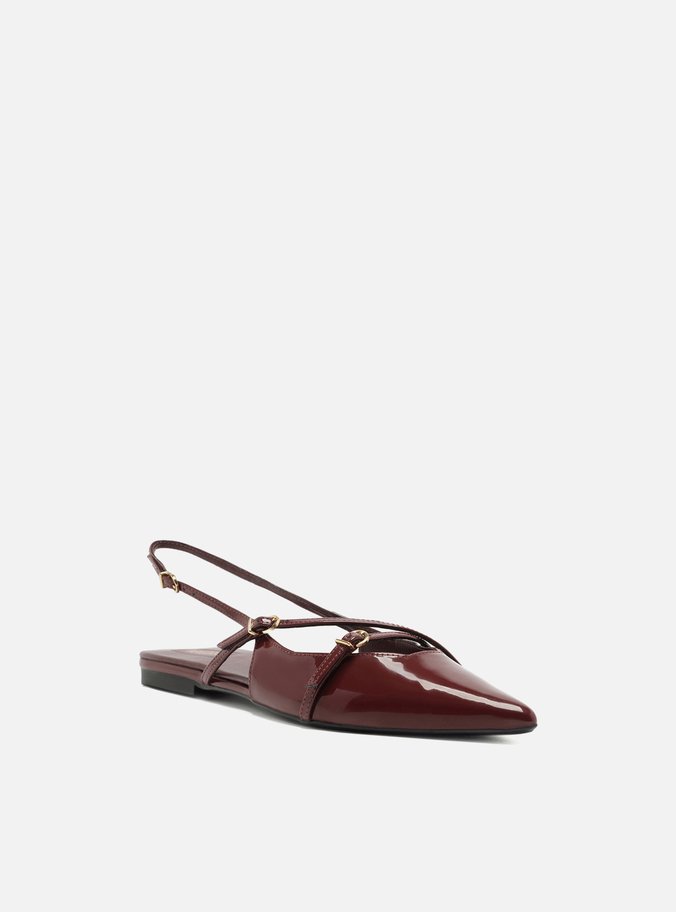 Sapatilha Bordô Verniz Slingback Tiras Fivelas