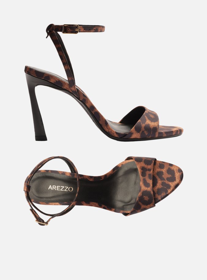 Sandália Animal Print Salto Fino