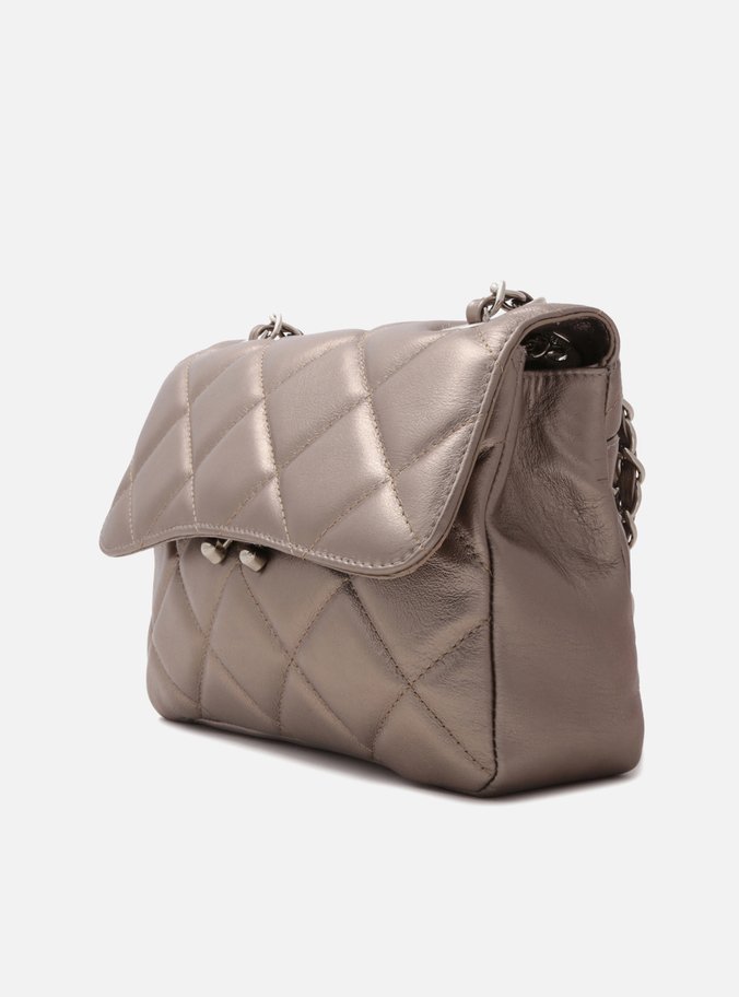 Bolsa Tiracolo Dourada Couro Mizz Média New Titanium