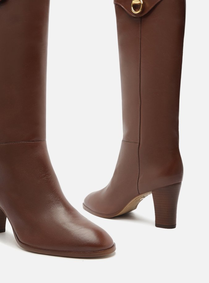 Bota Marrom Escuro Couro Cano Longo Savannah