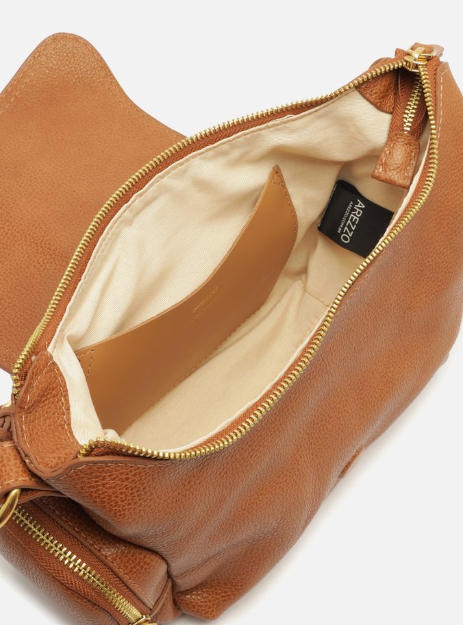 Bolsa Tiracolo Marrom Couro Média Bolsos