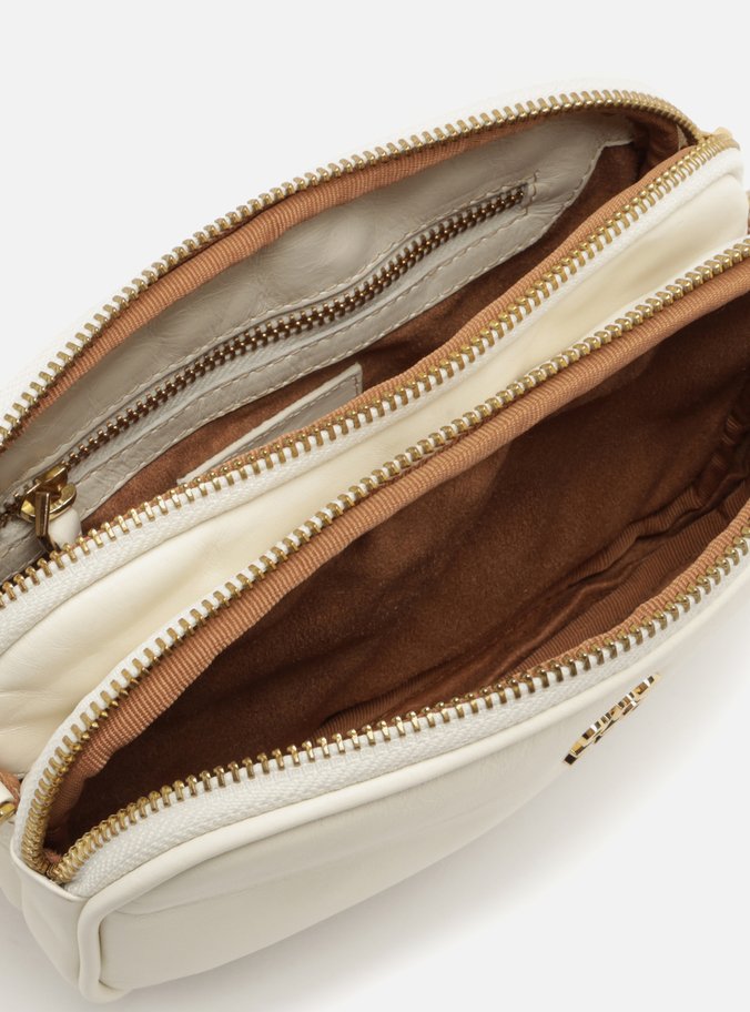 Bolsa Tiracolo Branca Couro Pequena Assinatura