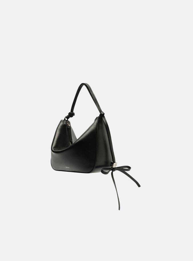 Bolsa Tiracolo Preta Couro Pequena Alças Mix
