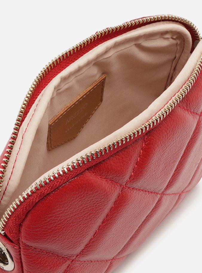 Bolsa Tiracolo Vermelha Couro Mizz Pequena Zíper