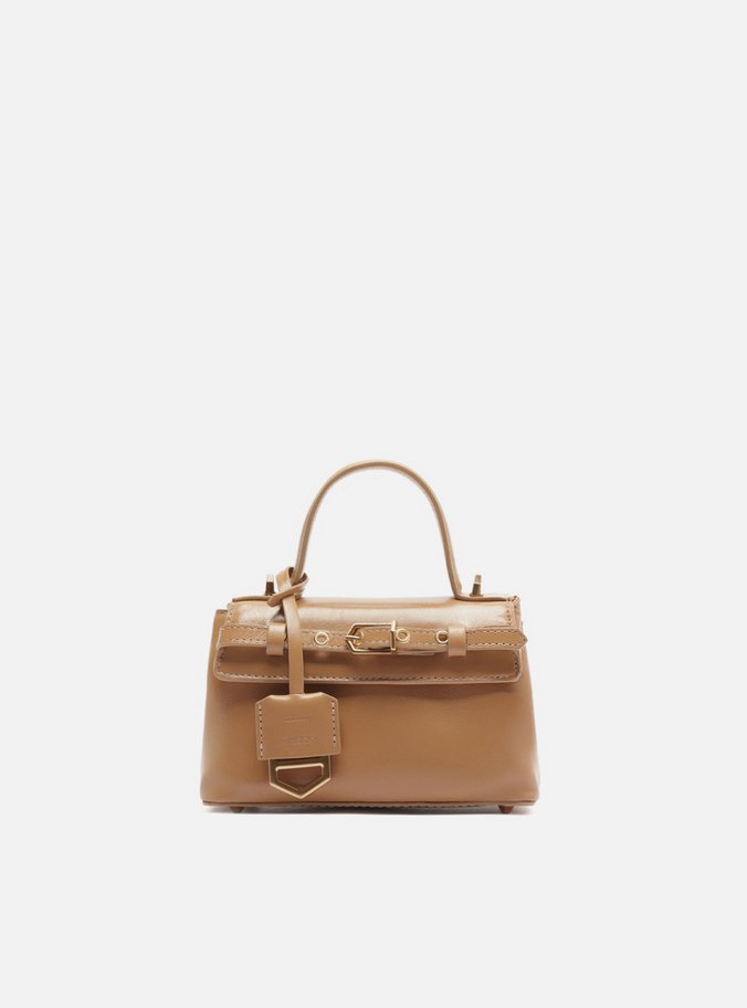 Tiracolo Bege Couro Pequena Bag Charm Victória