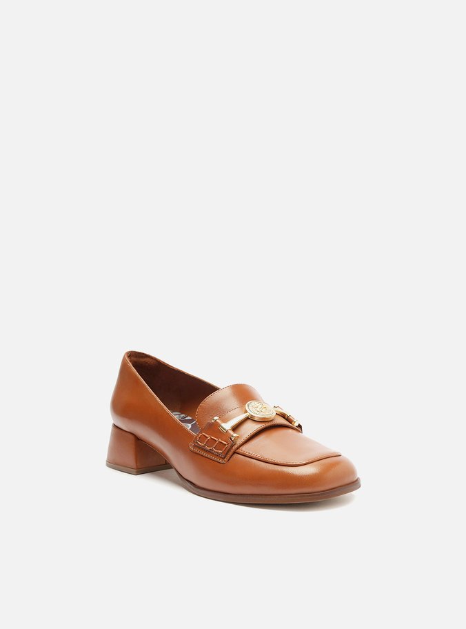 Loafer Marrom Couro Bloco Medalha