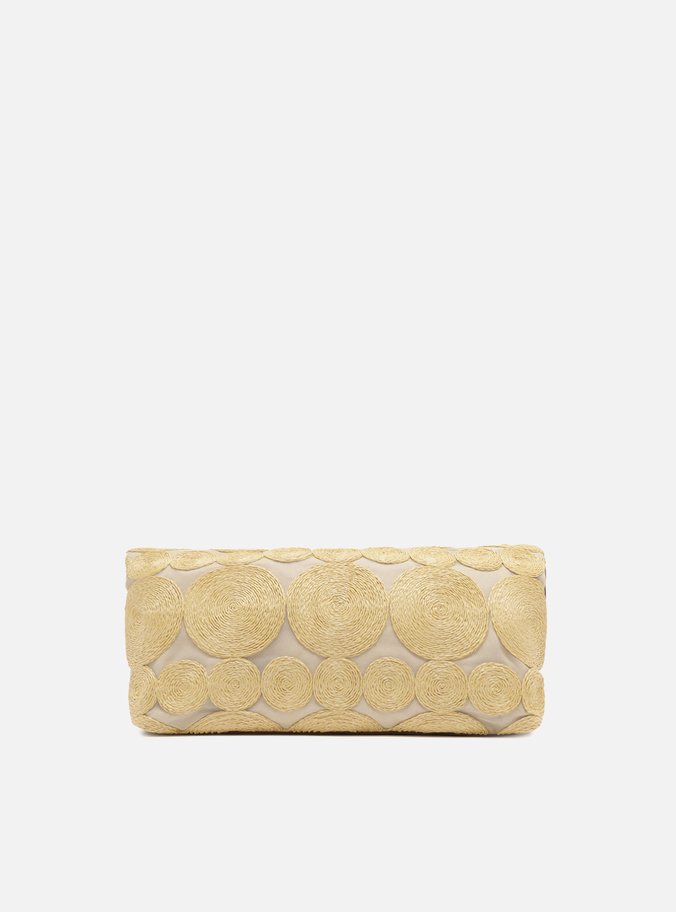 Clutch Bege Ráfia Média Circle
