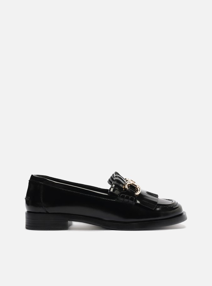 Mocassim Preto Franjas Metal