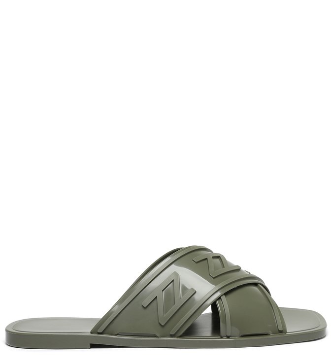 Rasteira Bico Quadrado Verde Brizza