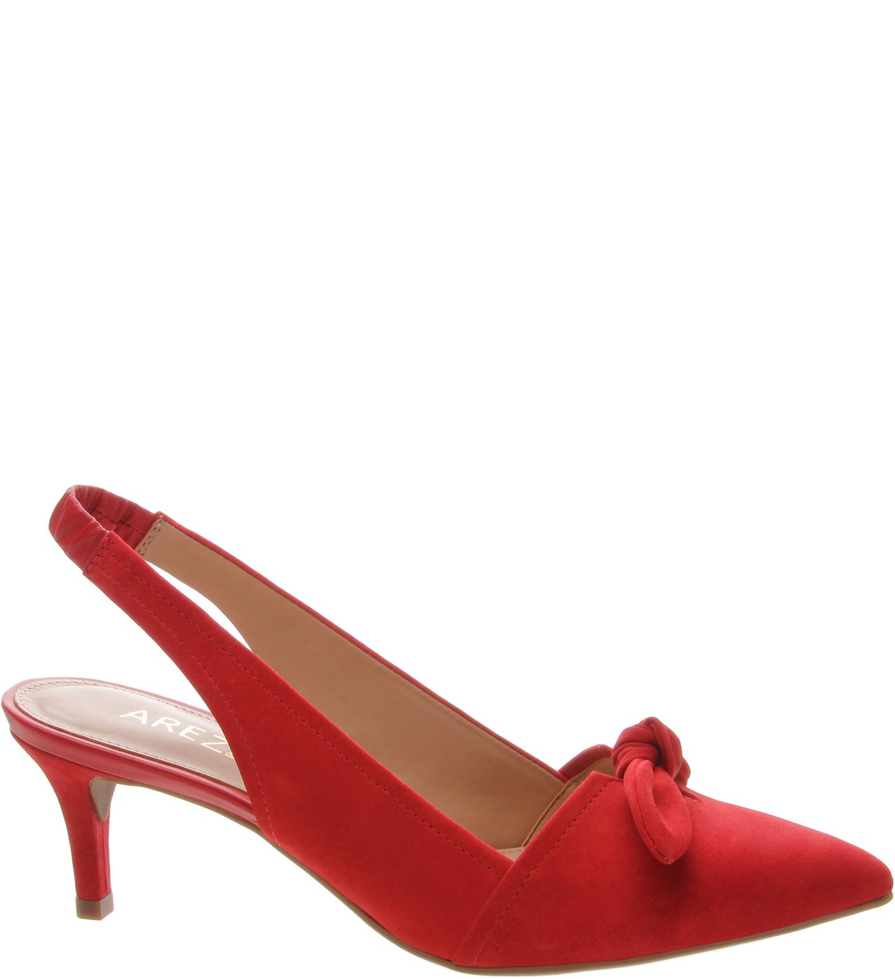 scarpin vermelho aberto atras