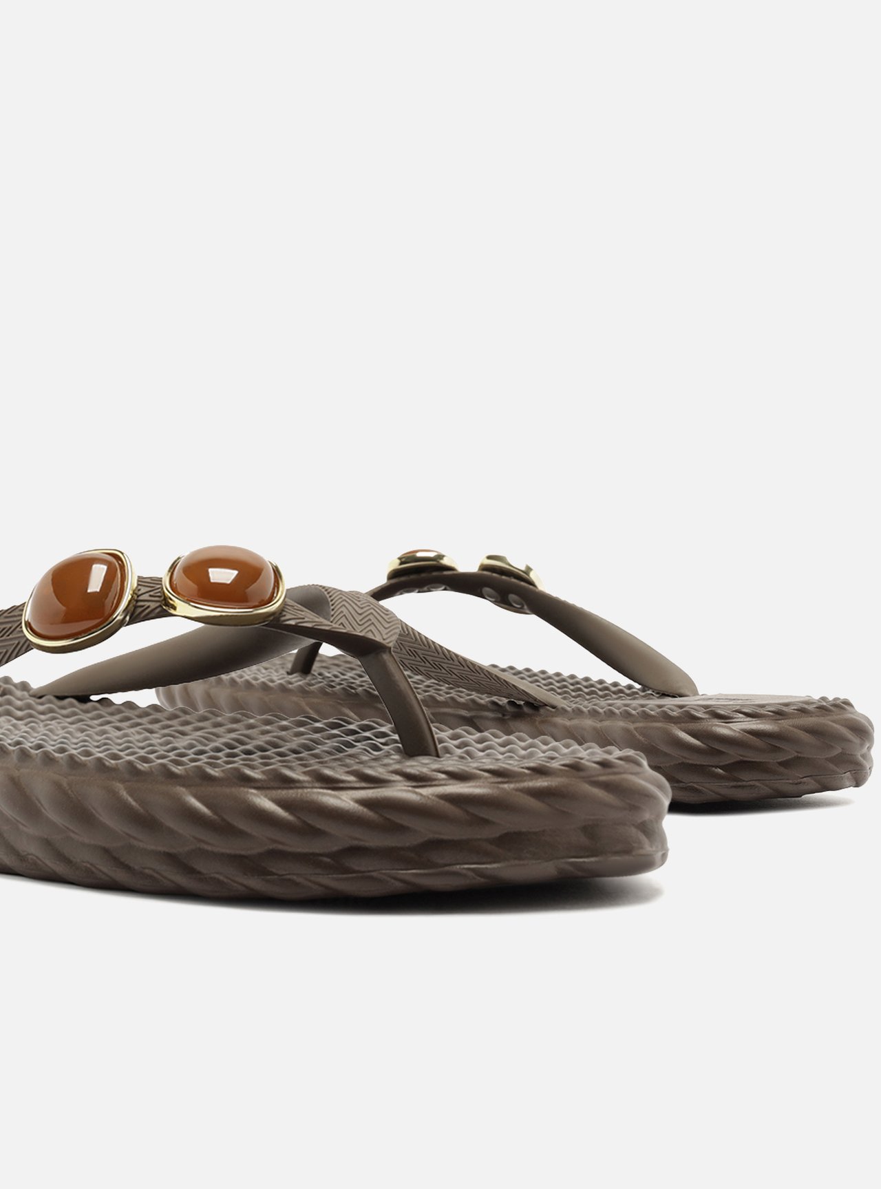 Chinelo de Dedo Marrom Marrocos Flip Flop Pedras — foto 4