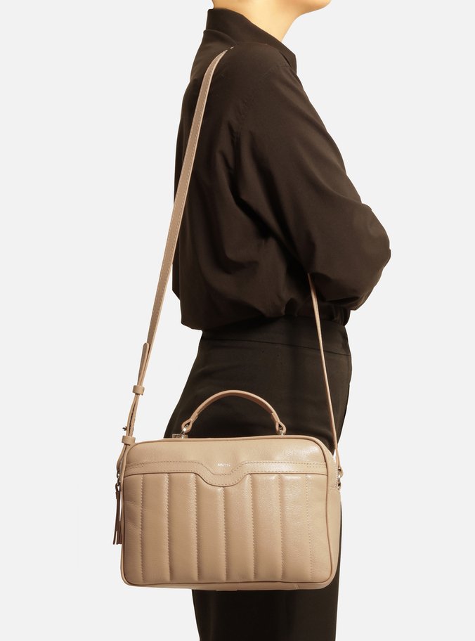 Bolsa Tiracolo Bege Couro Francine Média