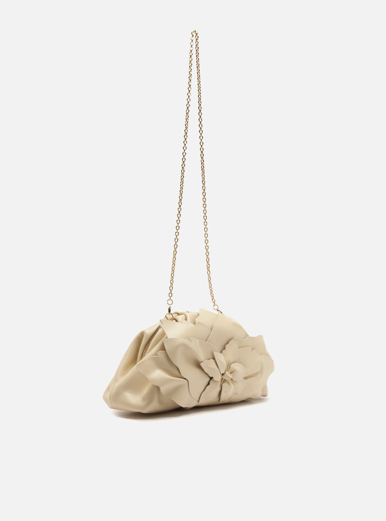 Bolsa Clutch Off-White Couro Pequena Flor Corrente — foto 5