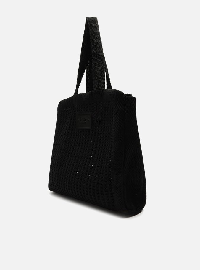 Bolsa Shopping Preta Crochê Mônaco Grande