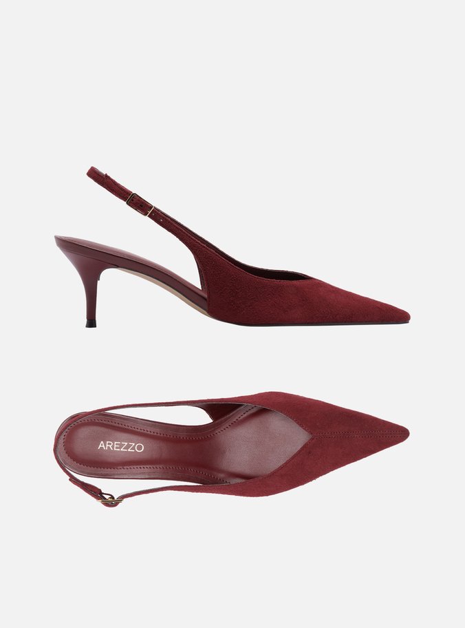 Scarpin Bordô Camurça Salto Kitten Slingback