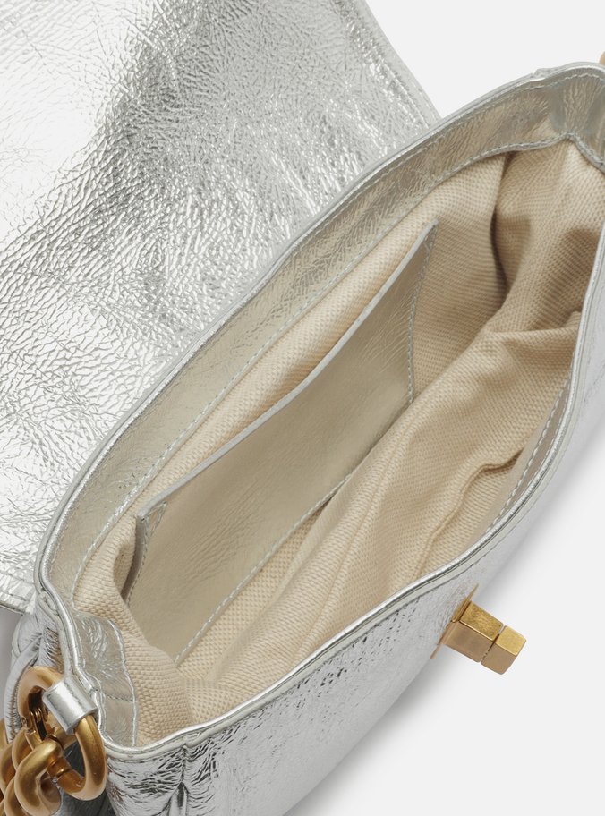 Bolsa Tiracolo Prata Couro Amélia Pequena