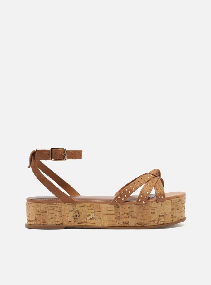 Sandália Nude Salto Flatform Fivela