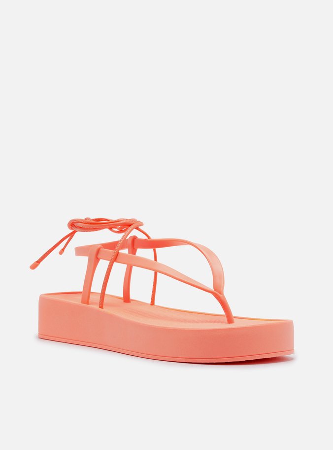 Sandália Laranja Flatform Amarração Bela Brizza