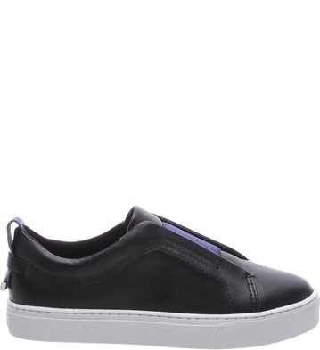 Tênis Couro Preto Elástico Canelado Blue