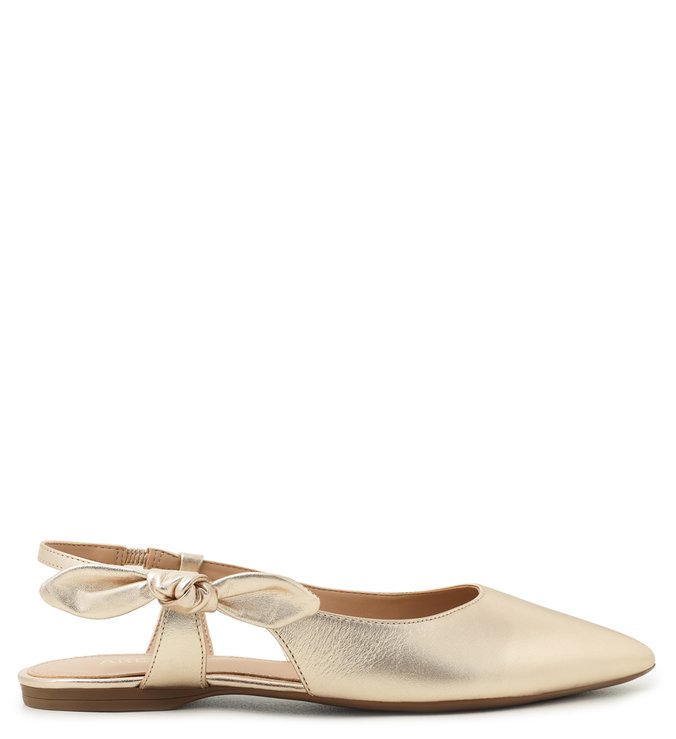 Sapatilha Dourada Couro Slingback