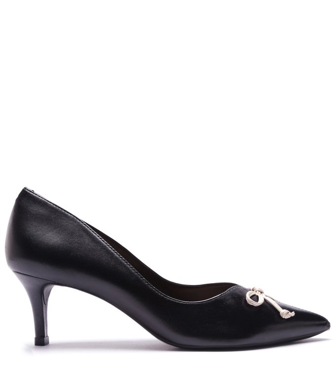 Scarpin Couro Laço Preto