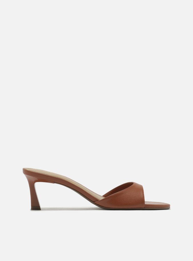 Mule Laranja Salto Médio Fino Tira Única