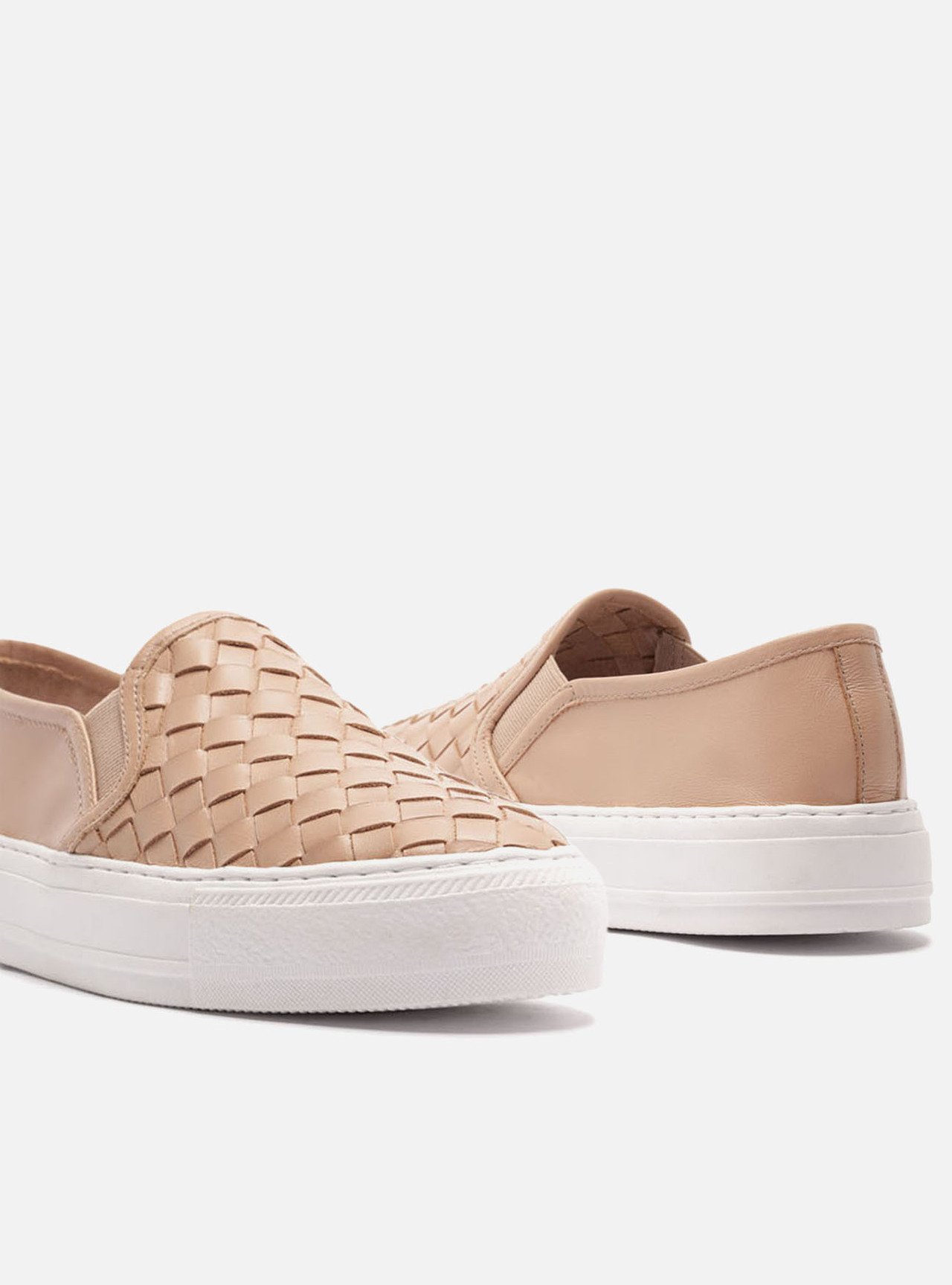 Tênis Nude Couro Salto Flatform Tressê — foto 4