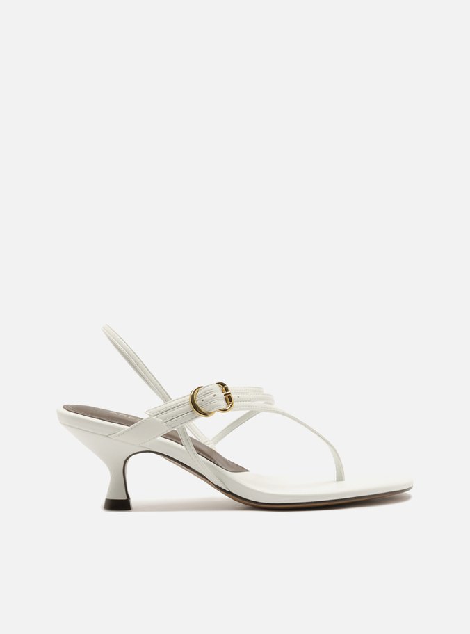Sandália Marrom Salto Bloco Fivela Tiras Slingback