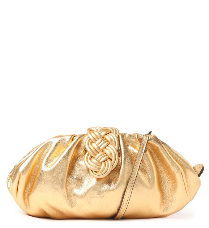 Bolsa Tiracolo Dourada Couro Maia Média