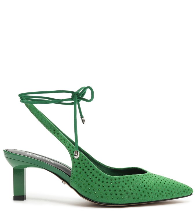 Scarpin Verde Acamurçado Slingback